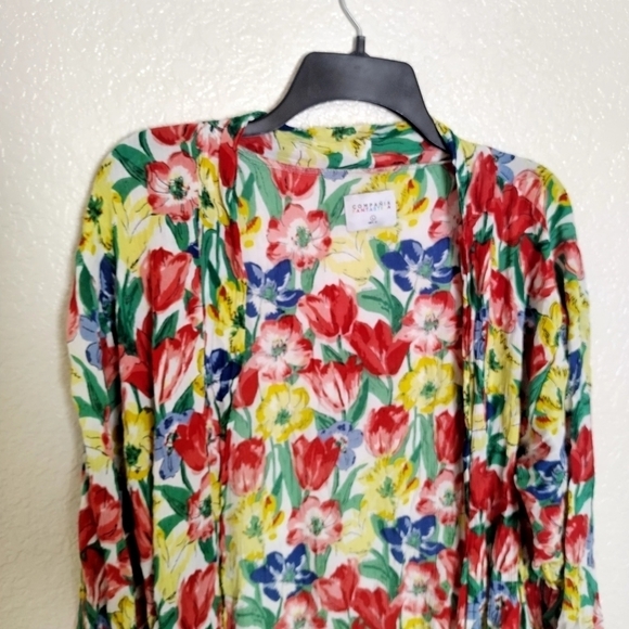 compania fantastica floral boho open duster sz L - Picture 2 of 7